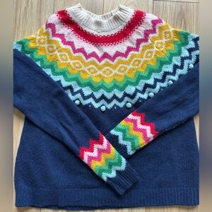 Boden Colorful Knit Sweater with Zigzag Pattern